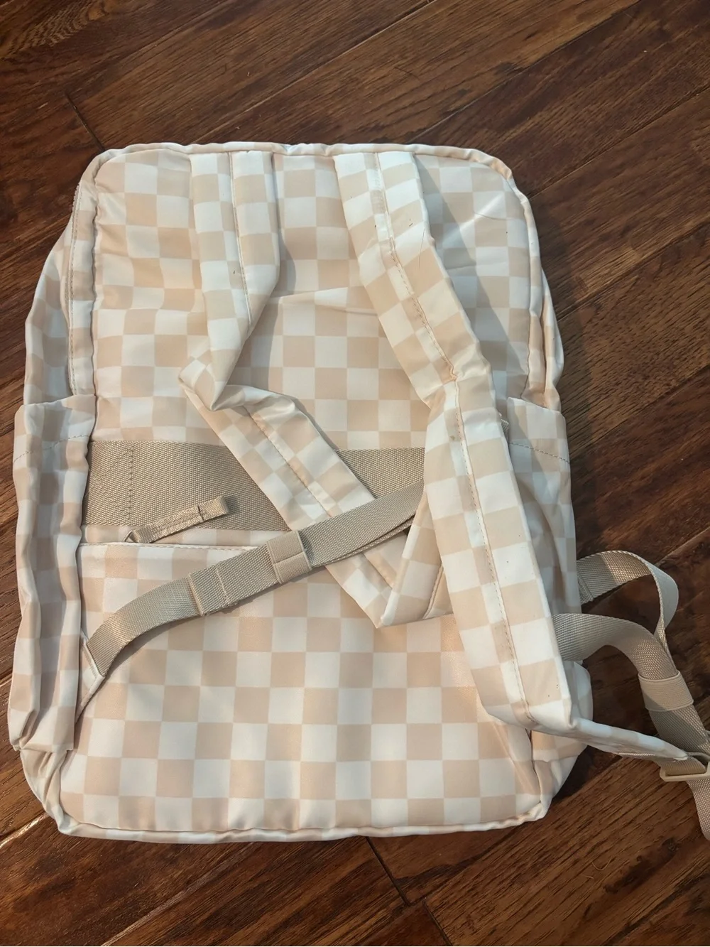 Amazon Beige & White Checkerboard Backpack